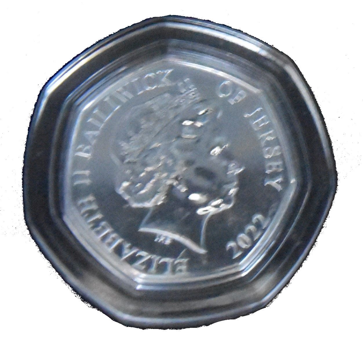 Jersey 50 Pence - Elizabeth II Platinum Jubillee - Caritas; Silver-gold plated obverse