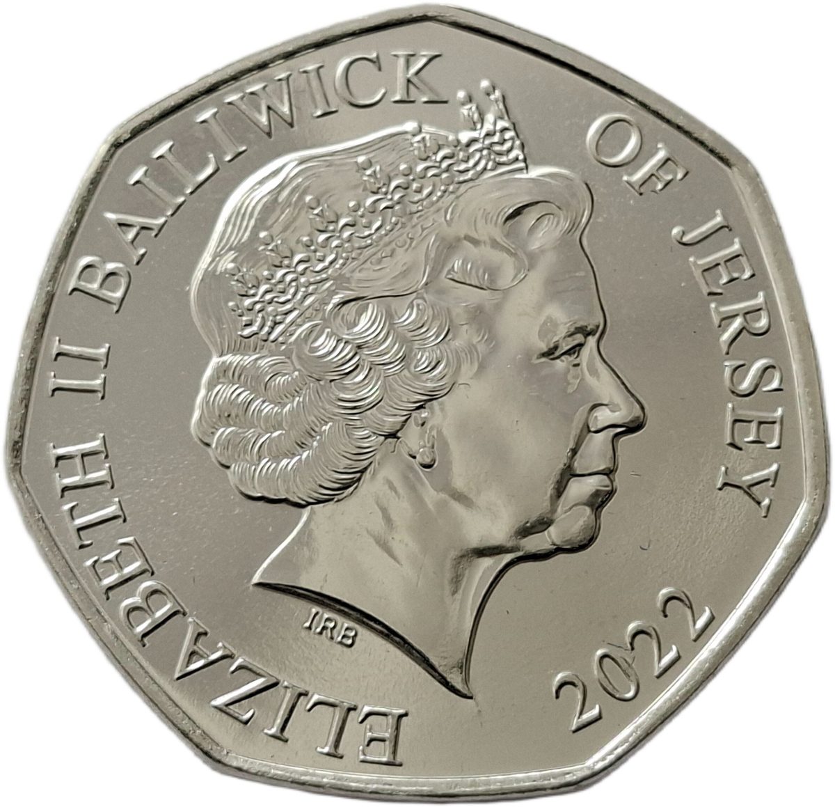 Jersey 50 Pence - Elizabeth II Platinum Jubilee - Justicia; Silver-gold plated obverse
