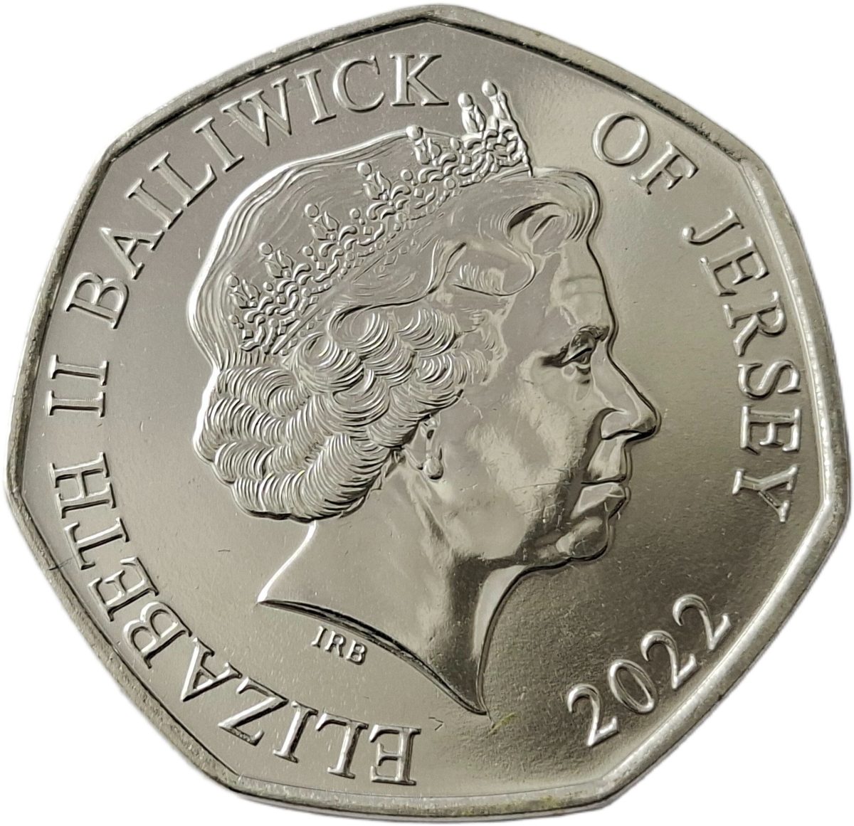 Jersey 50 Pence - Elizabeth II Platinum Jubilee - Victoria; Silver-gold plated obverse