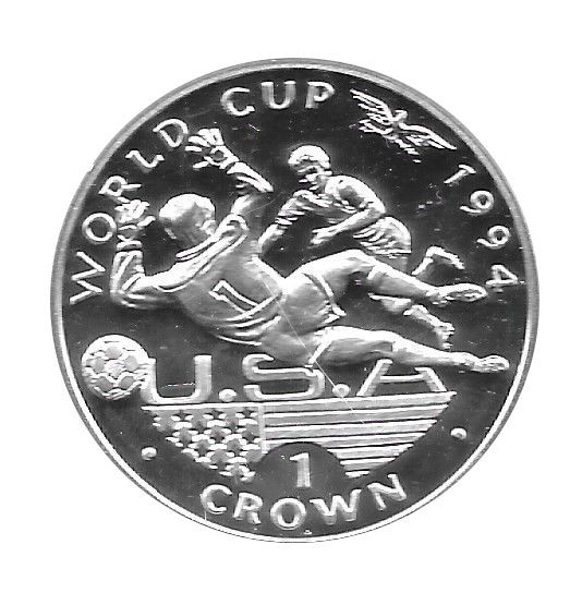 Gibraltar 1 Crown - Elizabeth II Player scoring under goalkeeper; Silver Proof reverse