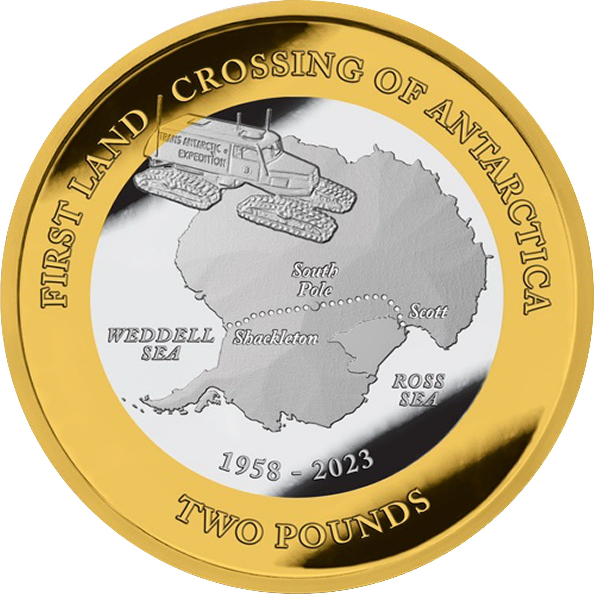 British Antarctic Territory 2 Pounds - Charles III First land crossing