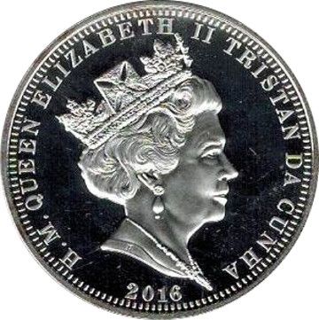 Tristan da Cunha 1 Crown - Elizabeth II Remember Pearl Harbor obverse