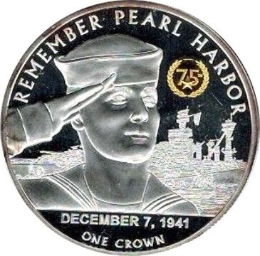 Tristan da Cunha 1 Crown - Elizabeth II Remember Pearl Harbor reverse