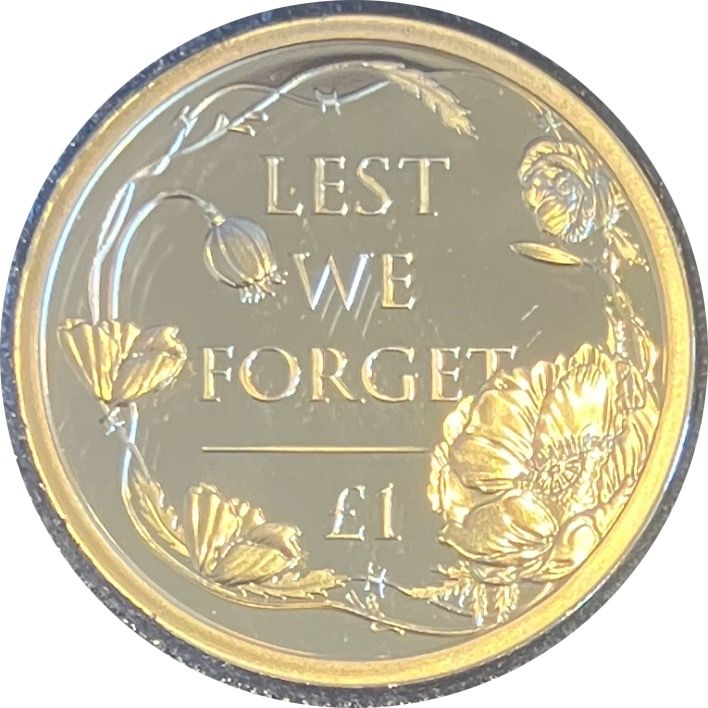 Alderney 1 Pound - Elizabeth II Remembrance Day; Gold Proof reverse