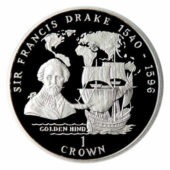 Isle of Man 1 Crown - Elizabeth II Sir Francis Drake reverse