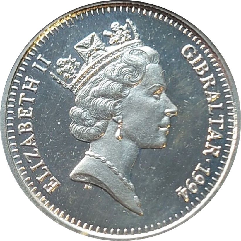 Gibraltar 2 Pounds - Elizabeth II 1st Royal Visit to Gibraltar; Silver Proof