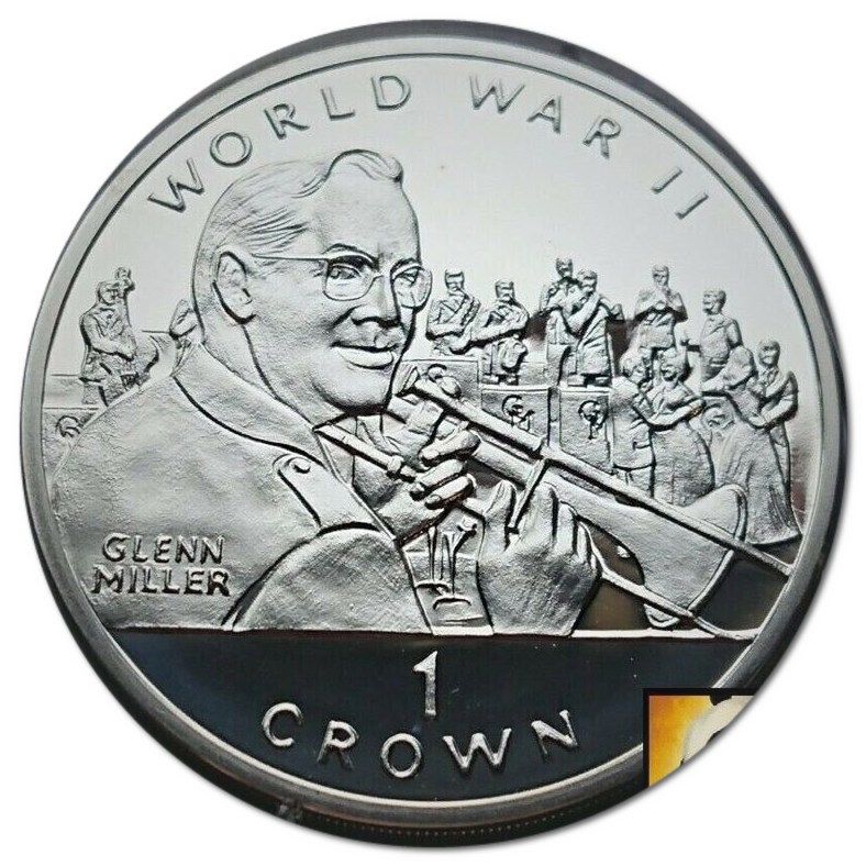 Gibraltar 1 Crown - Elizabeth II Glenn Miller; Silver Proof reverse