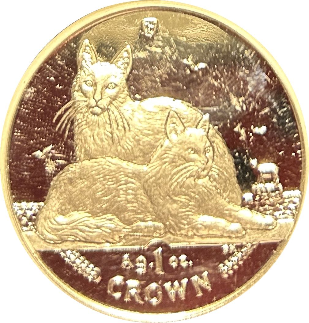 Isle of Man 1 Crown - Elizabeth II Turkish Angora Cat; Silver reverse