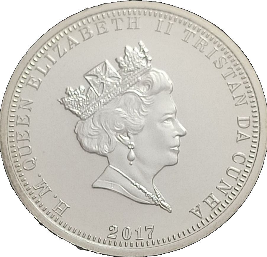 Tristan da Cunha 1 Pound - Elizabeth II House of Windsor centenary; George VI obverse