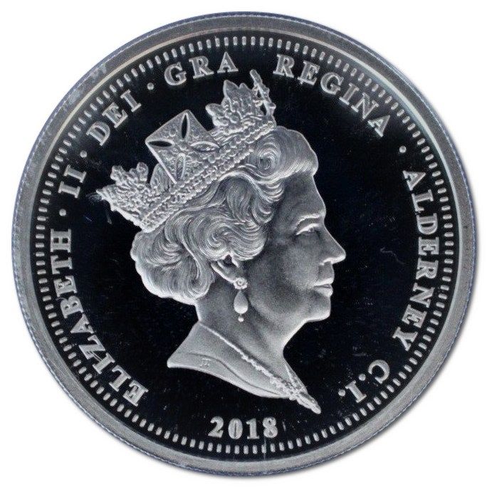 Alderney 5 Pounds - Elizabeth II Prince Charles; Silver Proof obverse