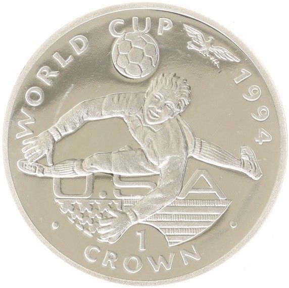 Gibraltar 1 Crown - Elizabeth II Goalkeeper diving; Silver Proof reverse