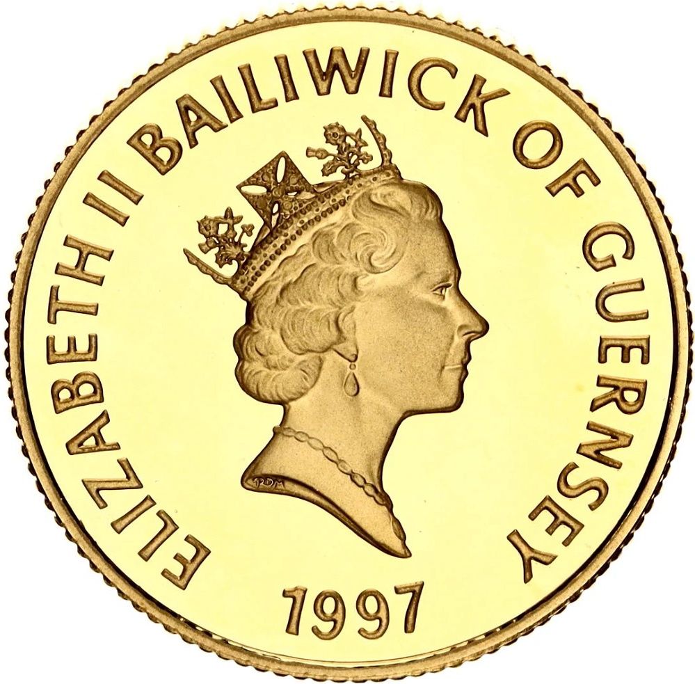 Guernsey 25 Pounds - Elizabeth II Golden Wedding - Gold obverse