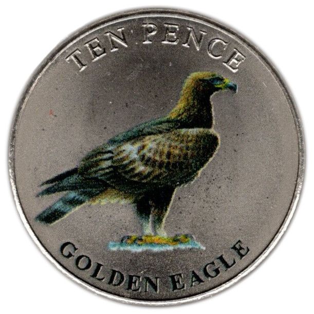 Guernsey 10 Pence - Elizabeth II Golden Eagle; Colourised reverse