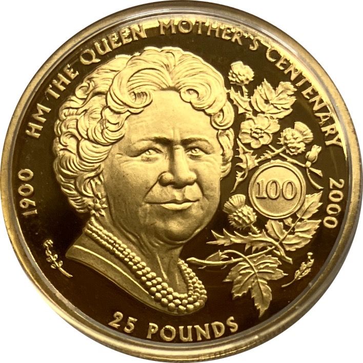 Guernsey 25 Pounds - Elizabeth II Queen Mother's 100th Birthday - Gold