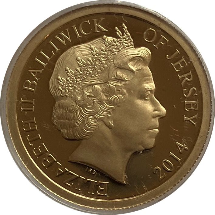 Jersey 1 Pound - Elizabeth II Garnished Shield; Gold Proof obverse
