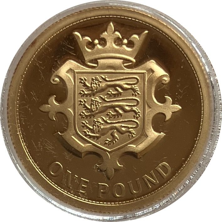 Jersey 1 Pound - Elizabeth II Garnished Shield; Gold Proof