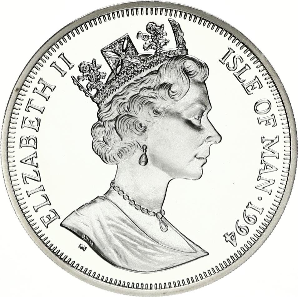 Isle of Man 1 Crown - Elizabeth II First Atlantic Crossing - 1919, Silver Proof obverse