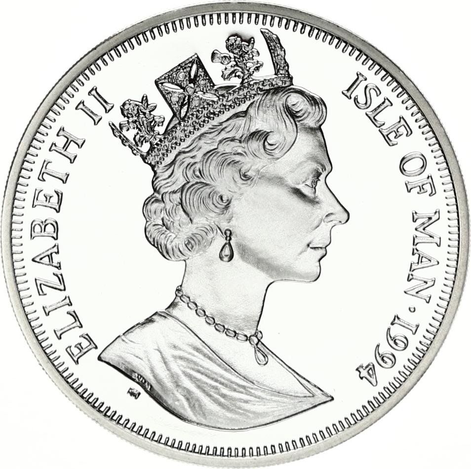 Isle of Man 1 Crown - Elizabeth II First Flight England to Australia, Silver Proof obverse