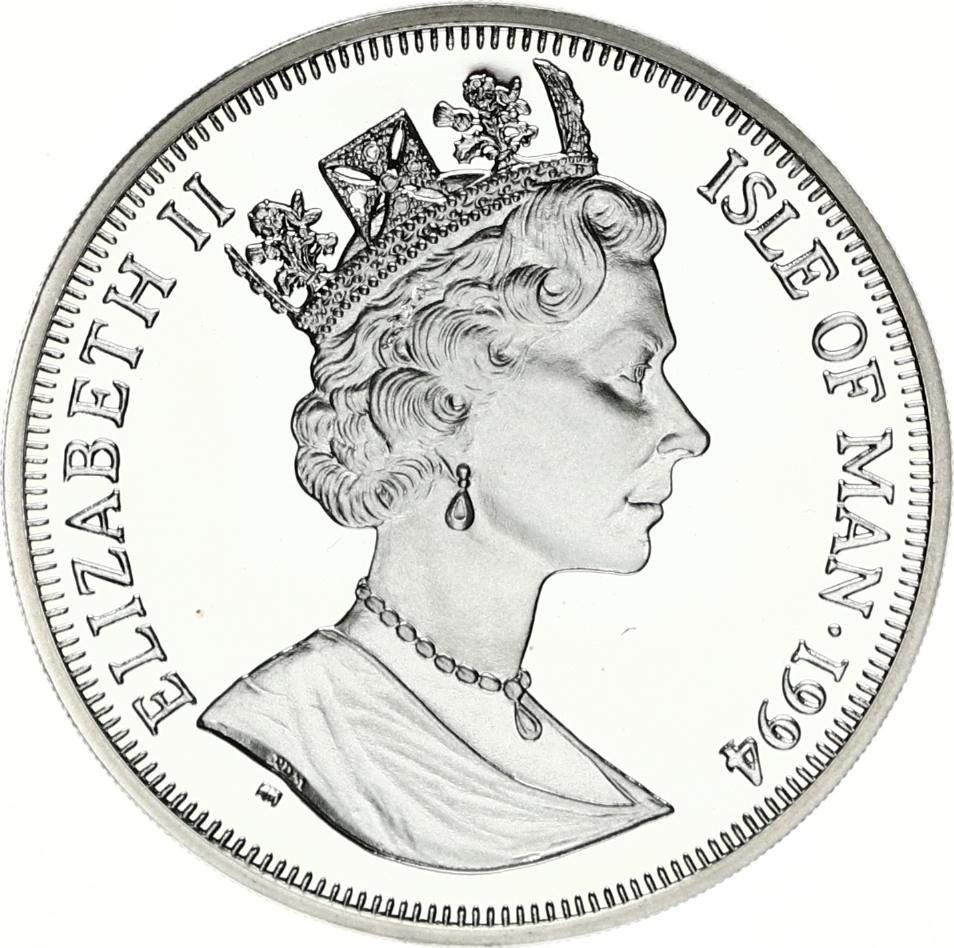 Isle of Man 1 Crown - Elizabeth II Airmail; Silver Proof obverse