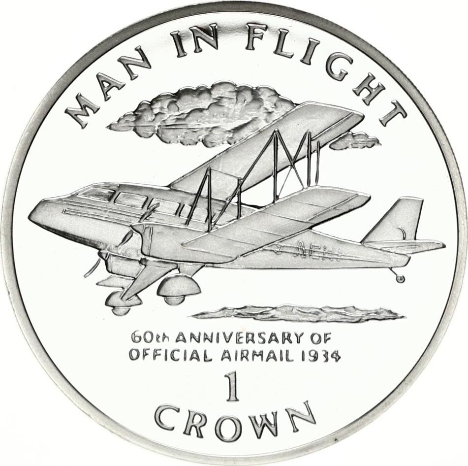 Isle of Man 1 Crown - Elizabeth II Airmail; Silver Proof