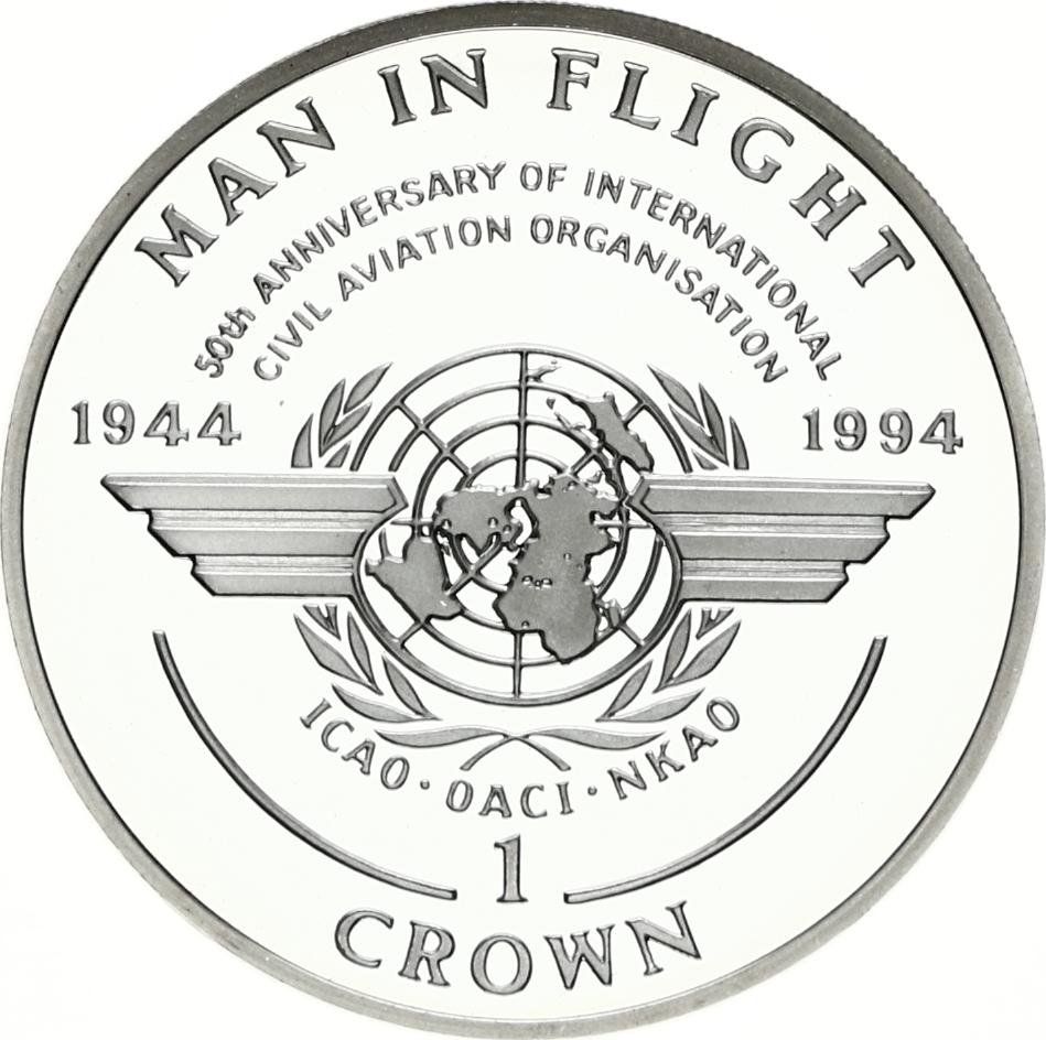 Isle of Man 1 Crown - Elizabeth II International Civil Aviation Organization, Silver Proof reverse