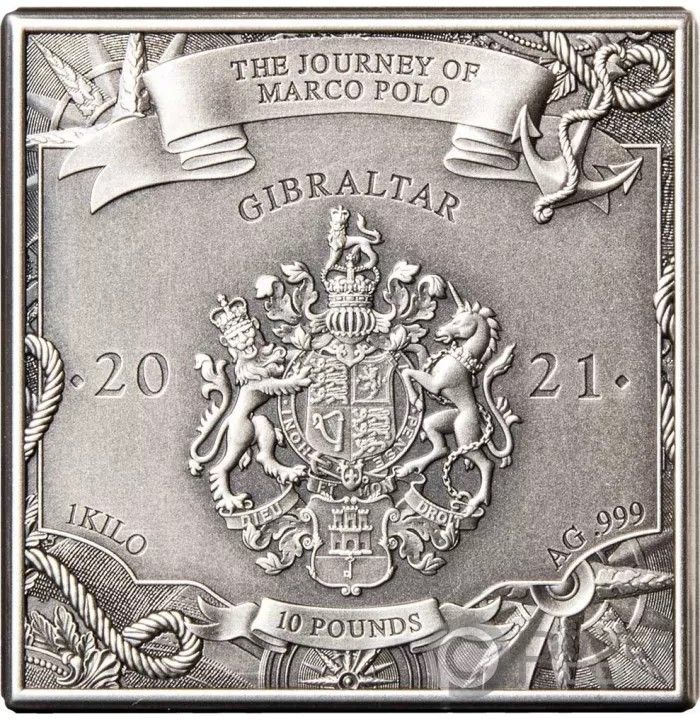 Gibraltar 10 Pound - Elizabeth II The Journey of Marco Polo obverse