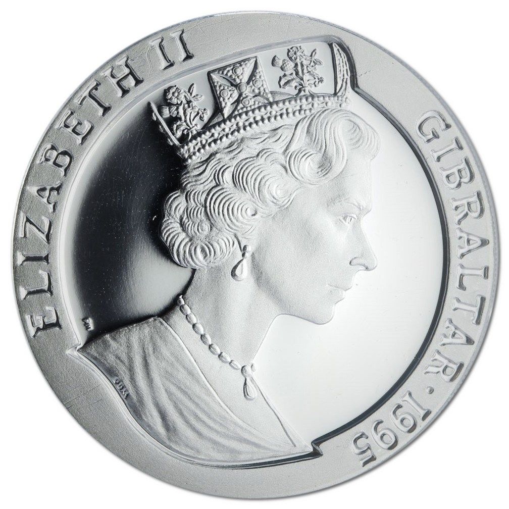 Gibraltar 1 Crown - Elizabeth II Rock of Gibraltar; Silver Proof obverse