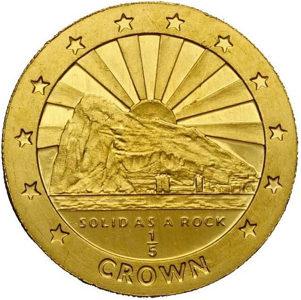 Gibraltar ⅕ Crown - Elizabeth II Rock of Gibraltar reverse