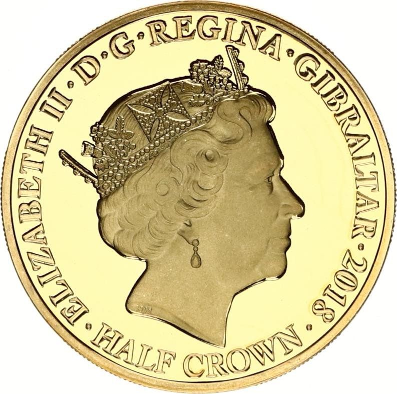 Gibraltar ½ Crown - Elizabeth II At the Going Down of the Sun; Gold plated obverse