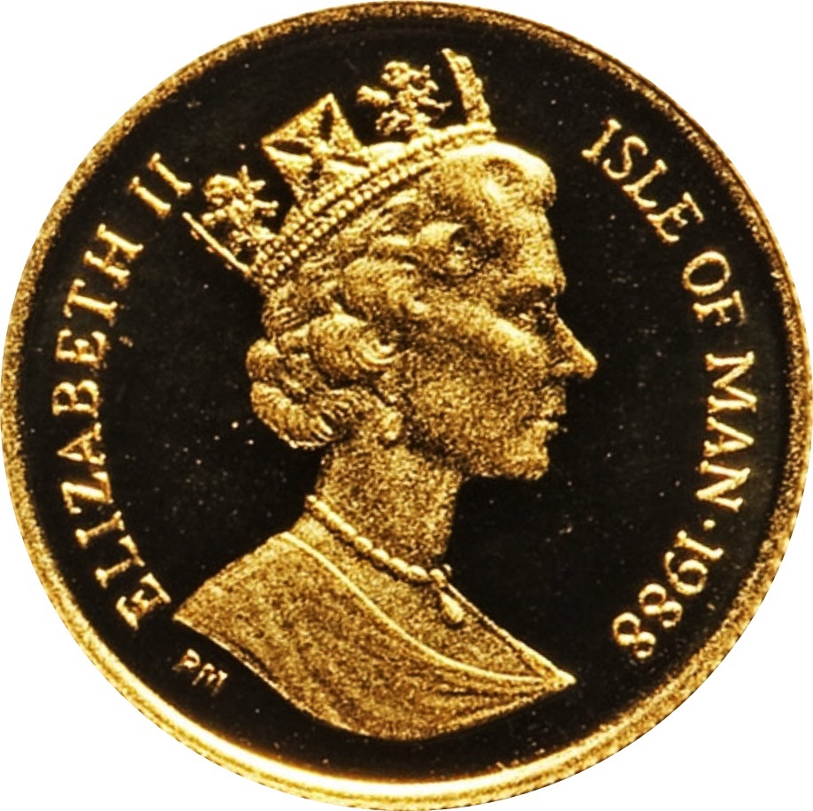 Isle of Man 1/25 Crown - Elizabeth II Manx Cat obverse