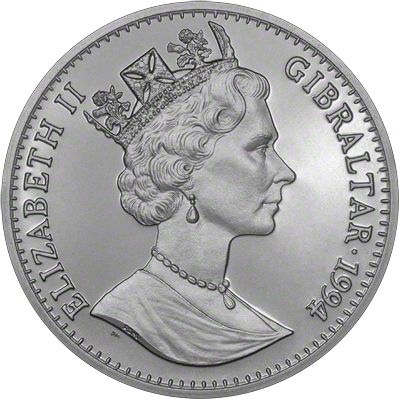 Gibraltar 1 Crown - Elizabeth II The Tale of Peter Rabbit; Silver Proof obverse
