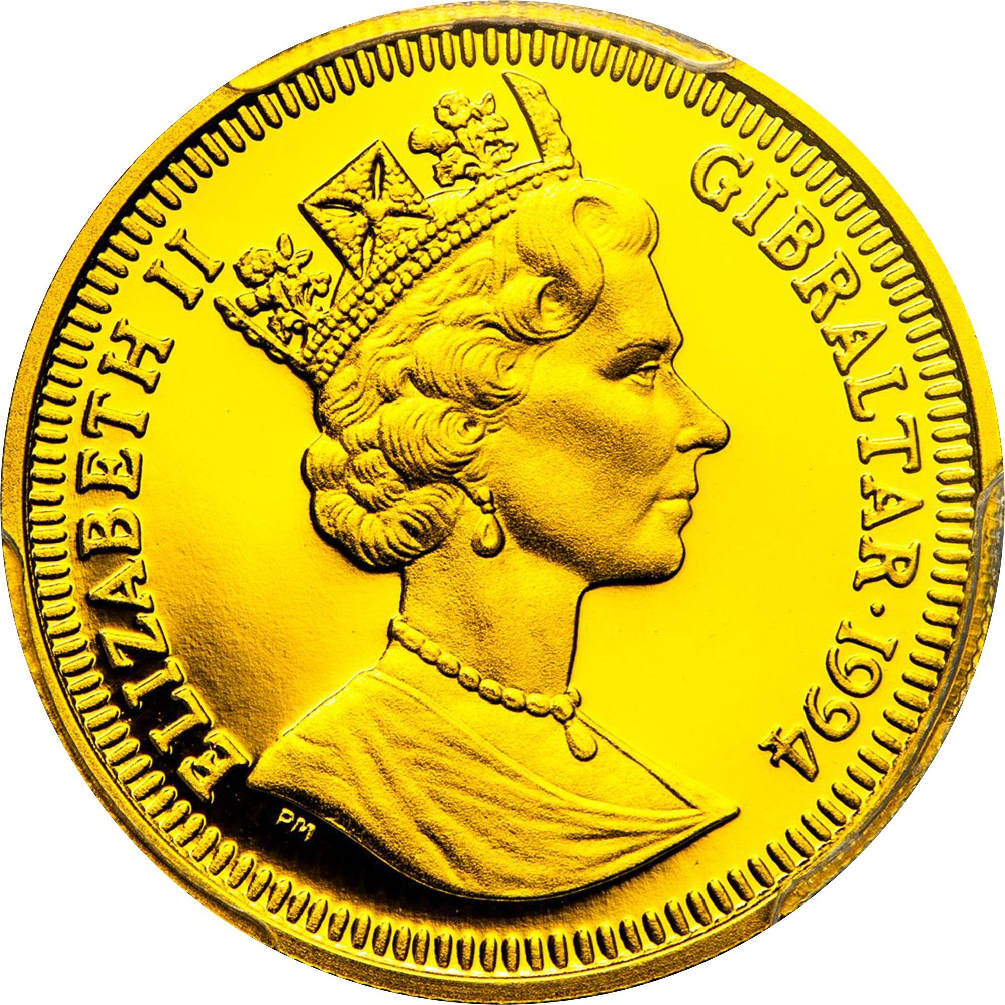 Gibraltar ⅕ Crown - Elizabeth II The Tale of Peter Rabbit; Gold Proof obverse