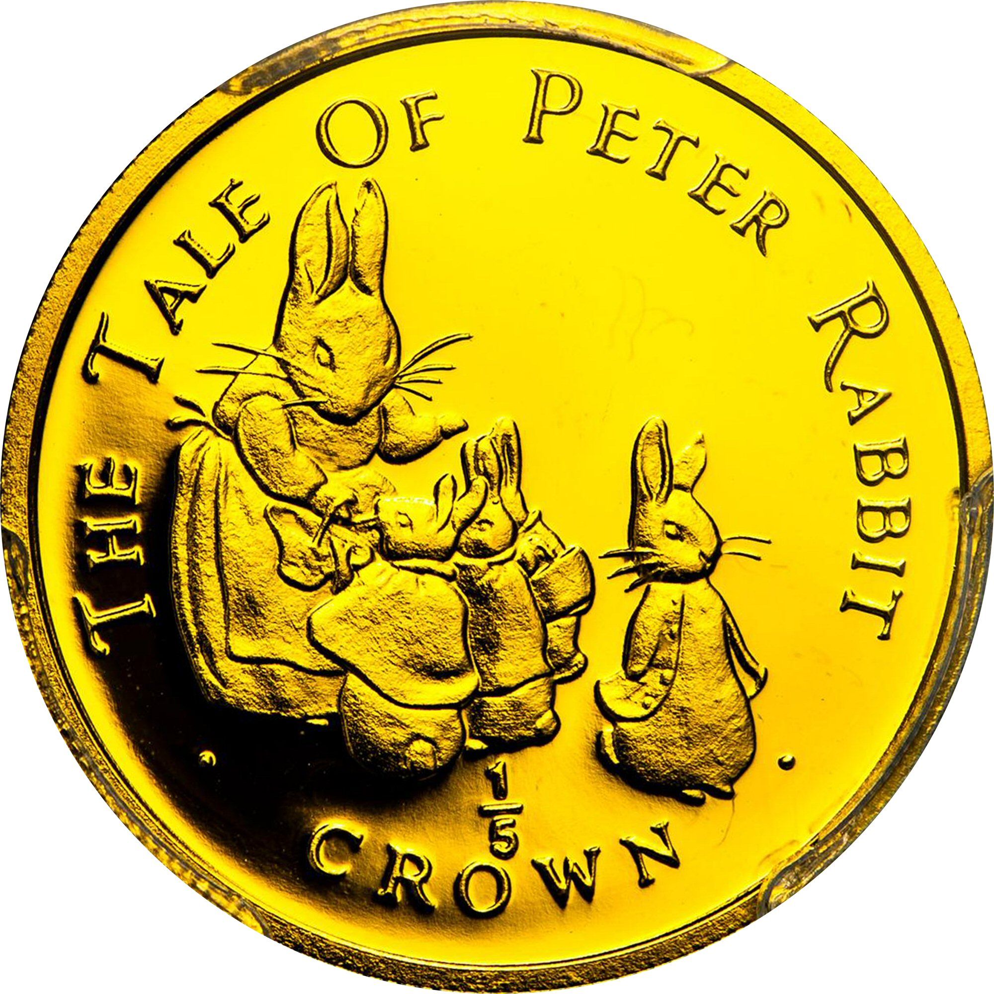 Gibraltar ⅕ Crown - Elizabeth II The Tale of Peter Rabbit; Gold Proof reverse