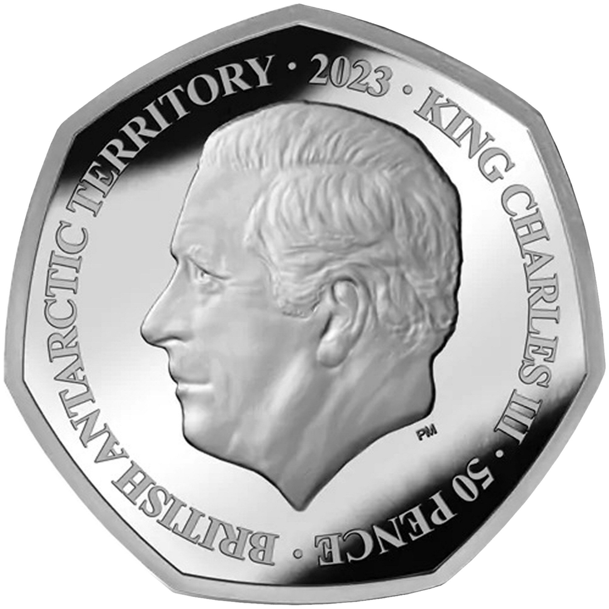 British Antarctic Territory 50 Pence - Charles III Emperor penguin obverse