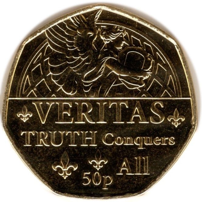 Jersey 50 Pence - Elizabeth II Platinum Jubilee - Veritas; Gold Plated reverse