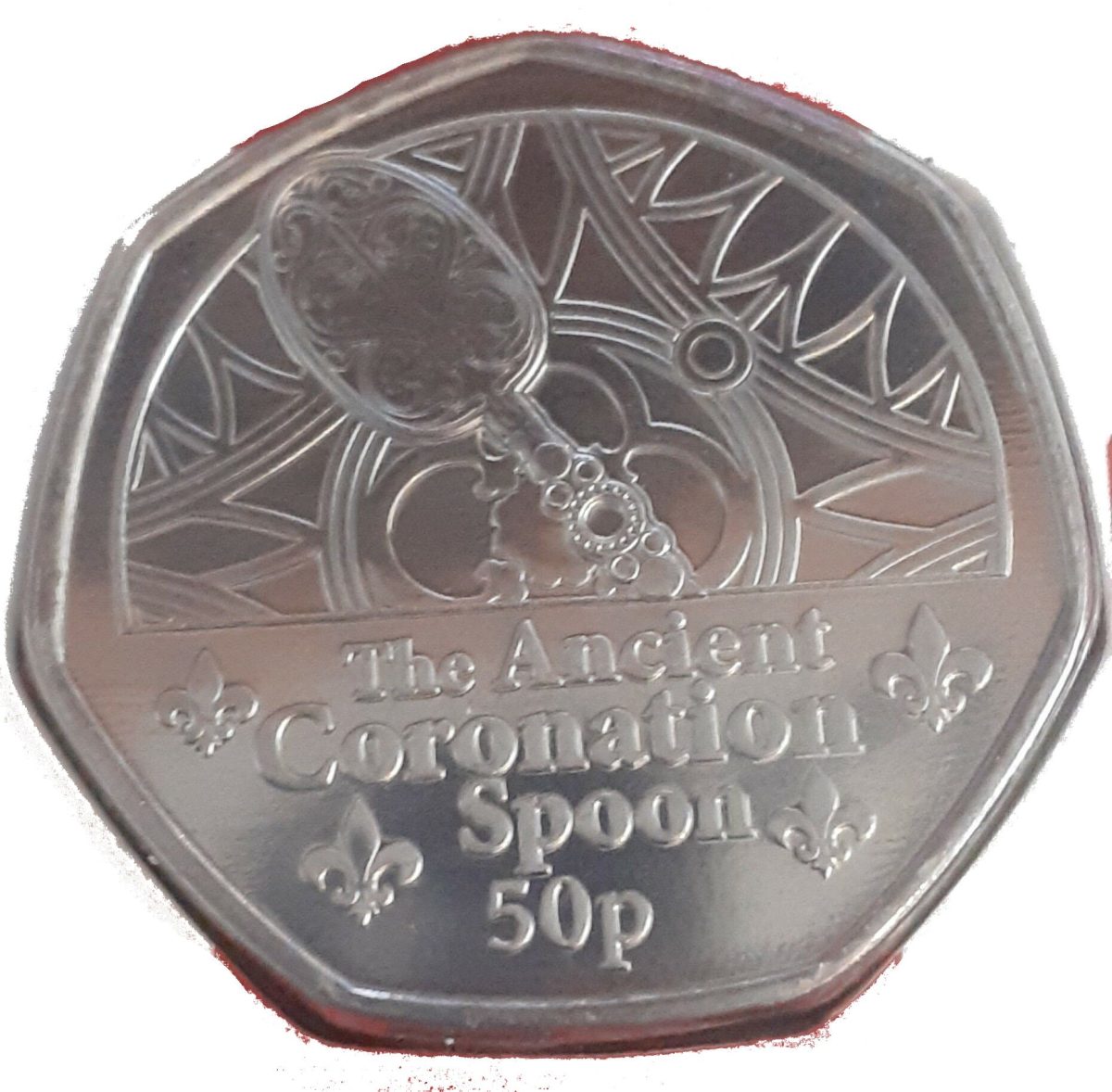 Guernsey 50 Pence - Charles III Coronation Regalia - The Ancient Coronation Spoon