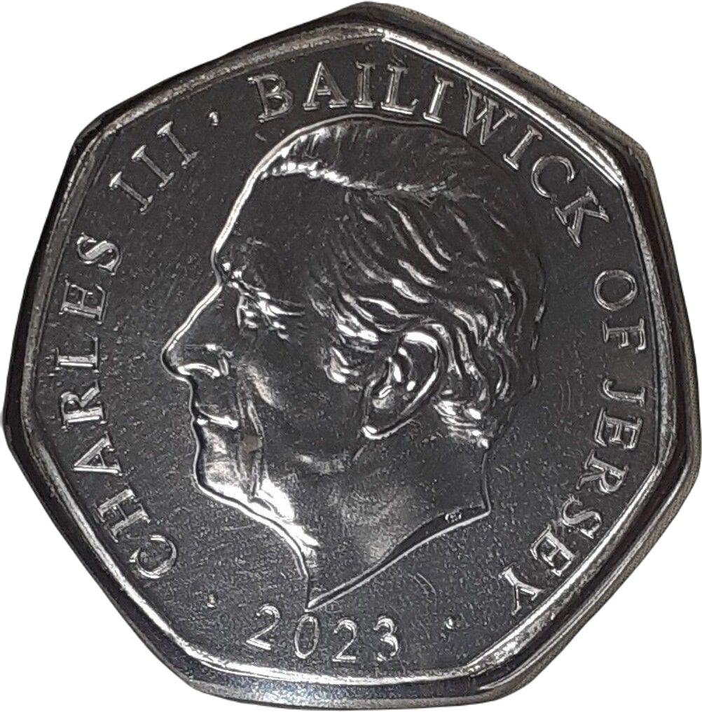 Jersey 50 Pence - Charles III Royal Residence - Windsor Castle obverse