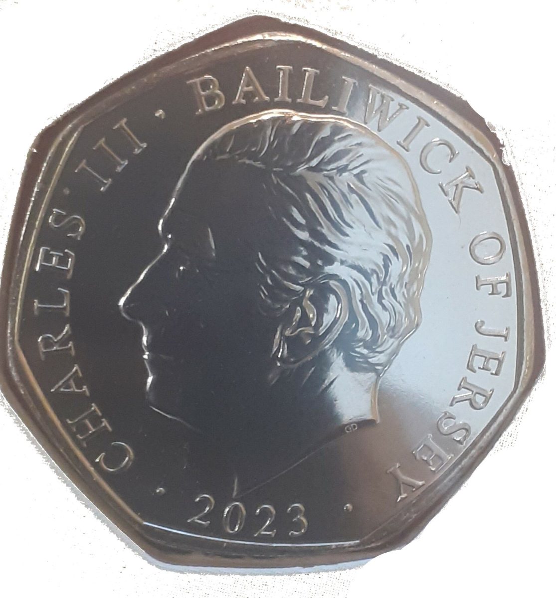 Jersey 50 Pence - Charles III Royal Residence - Buckingham Palace obverse