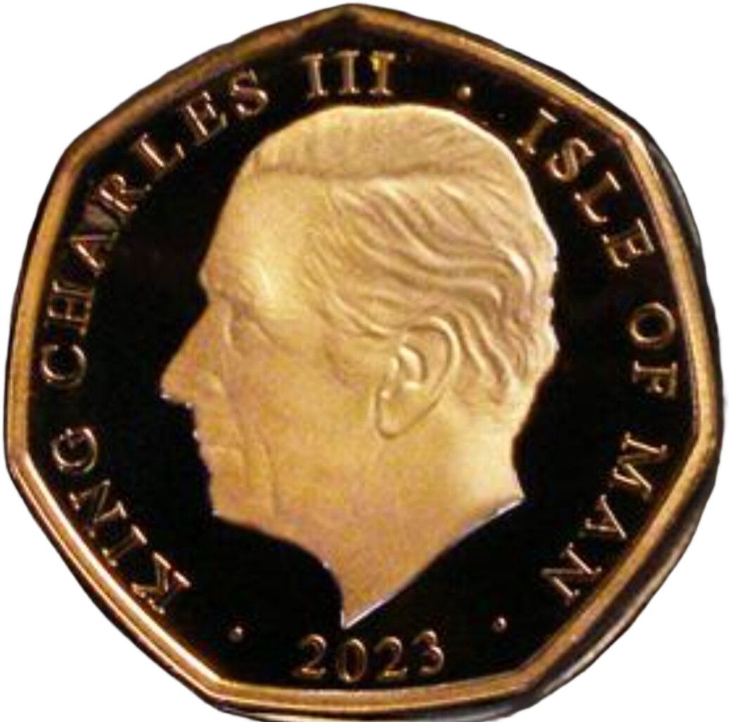 Isle of Man 50 Pence - Charles III Anthem - God Save the King; Gold Proof obverse