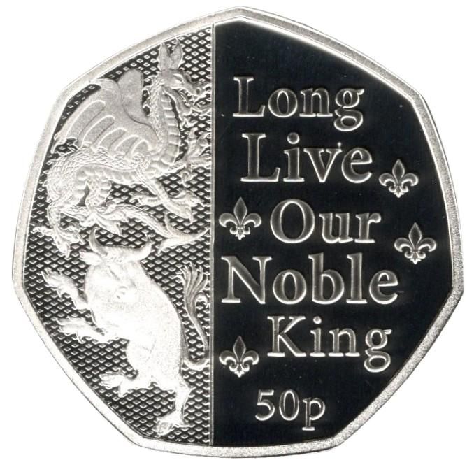 Isle of Man 50 Pence - Charles III Anthem - Long Live Our Noble King; Silver Proof reverse