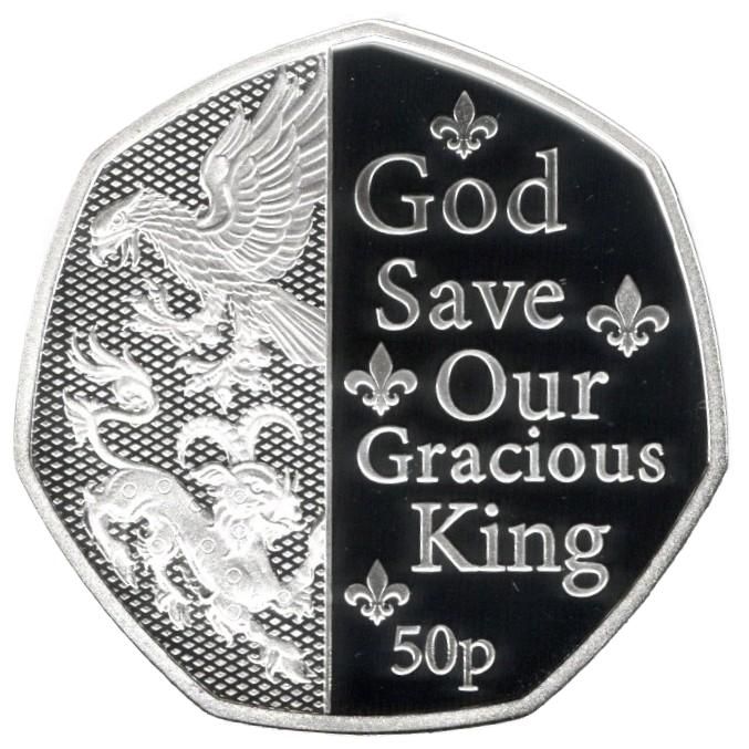 Isle of Man 50 Pence - Charles III Anthem - God Save Our Gracious King; Silver Proof