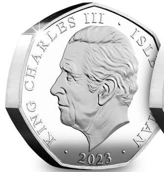 Isle of Man 50 Pence - Charles III Anthem - God Save the King; Silver Proof 5oz. obverse