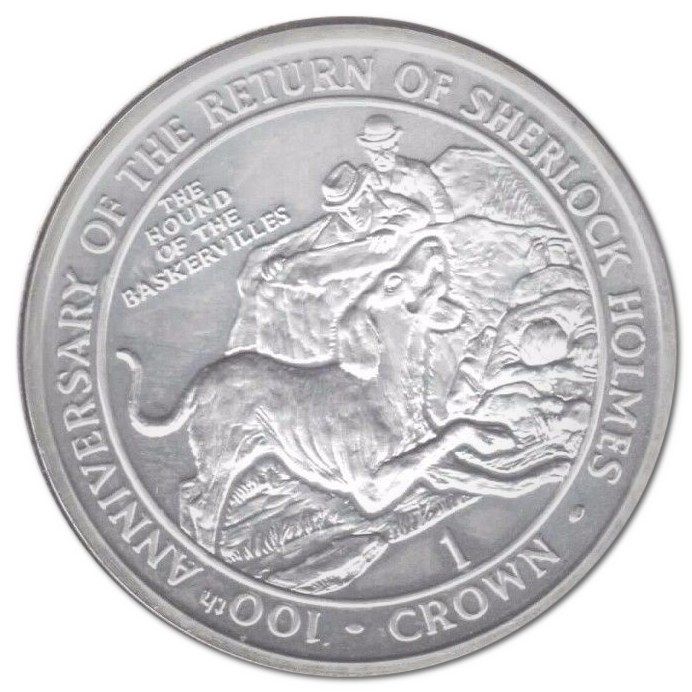 Gibraltar 1 Crown - Elizabeth II The Hound of Baskervilles; Silver Proof reverse