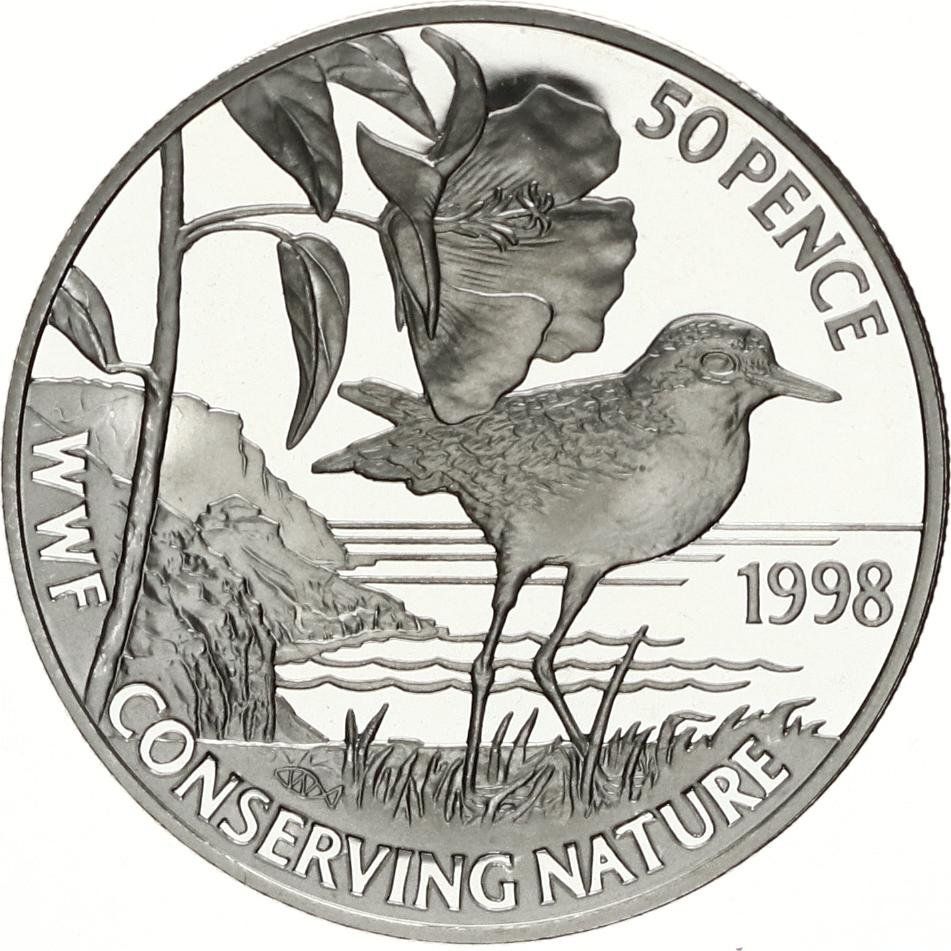 Saint Helena 50 Pence - Elizabeth II Rainpiper bird