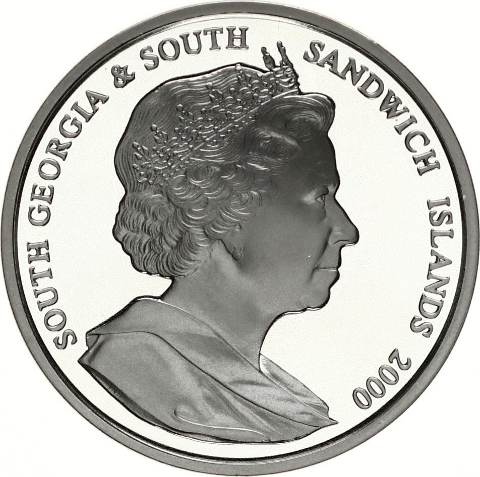 South Georgia and the South Sandwich Islands 2 Pounds - Elizabeth II Discovery of South Georgia; Silver Proof issue obverse
