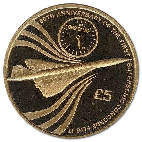Jersey 5 Pounds - Elizabeth II Supersonic Concorde Flight reverse