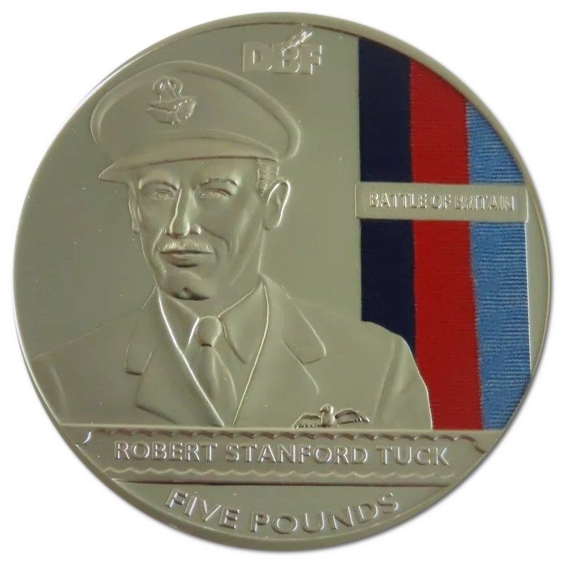 Jersey 5 Pounds - Elizabeth II DBF: Robert Stanford Tuck; Silver Proof reverse