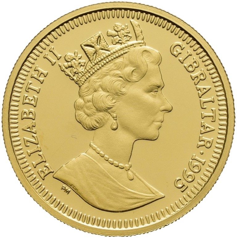 Gibraltar ⅕ Crown - Elizabeth II Relay Runner obverse