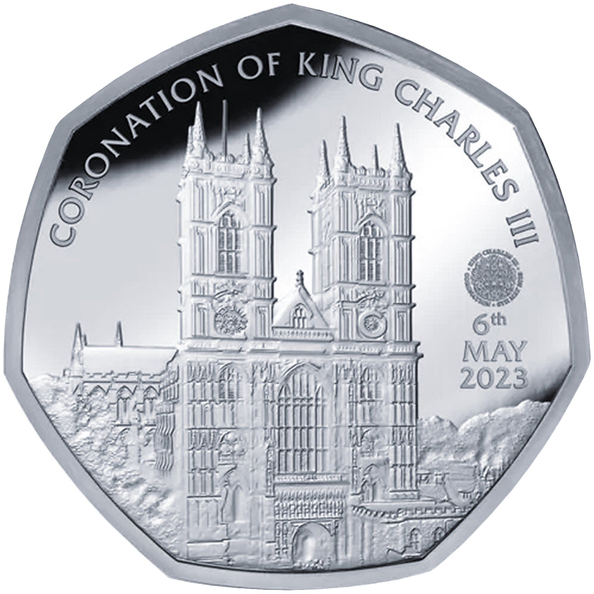 British Antarctic Territory 50 Pence - Charles III Westminster Abbey; Silver reverse