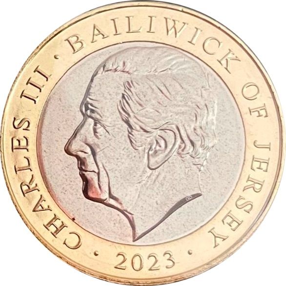 Jersey 2 Pounds - Charles III Darts obverse